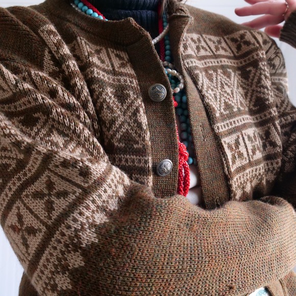 Great 50s/60s Jerrold brown wool cardigan - Picture 4 of 10